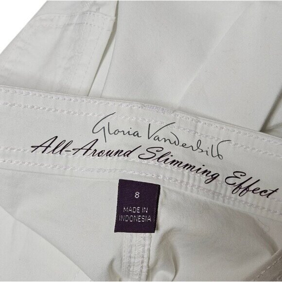 Gloria Vanderbilt Womens Cargo Capris Size 8 All-Around Slimming Effect White Co - Picture 6 of 6